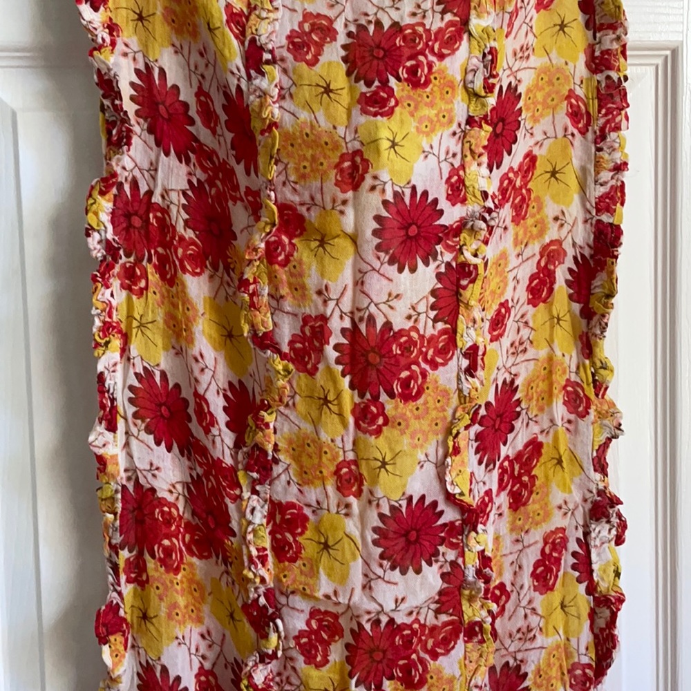 Red & Yellow Floral Lightweight Scarf